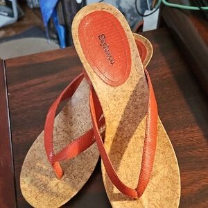 Style & Co. Orange Cork Wedge Flip Flop Sandals